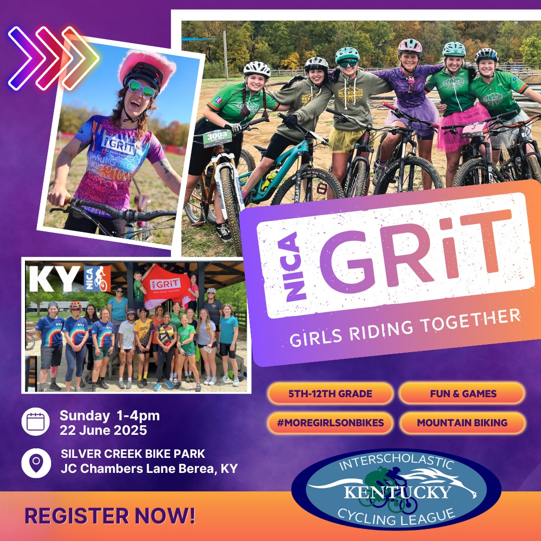 aπ΄ββοΈ Calling all GRiT girls, moms, coaches & future shredders!
Join us for a FREE day of mountain bike fun at the KICL GRiT Event! ππͺ
π Silver Creek Bike Park, Berea, KY
π
Sunday, June 22, 2025
π 1β4 PM
Whether you're a current rider, a coach, a mom, or just curious and want to Try-It-Out, you are invited!
π Expect fun on and off the bike, games, friendship, and stoke for all girls in 5thβ12th grade.
β¨ Invite a friend! GRiT is all about Girls Riding Together and building community.
REGISTER NOW PLEASE >>> π΄ββοΈ Calling all GRiT girls, moms, coaches & future shredders!
Join us for a FREE day of mountain bike fun at the KICL GRiT Event! ππͺ
π Silver Creek Bike Park, Berea, KY
π
Sunday, June 22, 2025
π 1β4 PM
No problem β sign this waiver before you come:just curious and want to Try It Out, youβre invited!
π Expect fun on and off the bike, games, friendship, and stoke for all girls in 5thβ12th grade.
β¨ Invite a friend! GRiT is all about Girls Riding Together and building community.
REGISTER NOW, PLEASE >> https://forms.gle/PTgZzCz5T9saQncB7
π Not a KICL-registered rider or coach?
No problem β just sign this waiver before you come:
π https://nationalmtb.org/agreement-to-participate-and-release-of-liability-form
π© Save your confirmation email to check in
#GRiT #MoreGirlsOnBikes #GirlsRidingTogether #TryItOut #KICL #YouthMTB #MountainBiking #FunOnTwoWheels @nationalmtb #kentuckygrit@nkyroots @wchollowriders @marshallcomtb @clark_mtb @faycomtb @madhattersmtb @bluegrassberms Livingston Composite Mountain Bike Team @sting_mtb @cyclingshenanigans_shelbyco @heartland.cycling.devo @rmcmineshifters mustangsmtb @paradise_mountain_biking @meadecountycompositemtb Scott County Shredders - A Youth Mountain Bike Team Lexington, KY Parks & Recreation @Richmondkyparks @Bereakyparks @SilverCreekBikePark