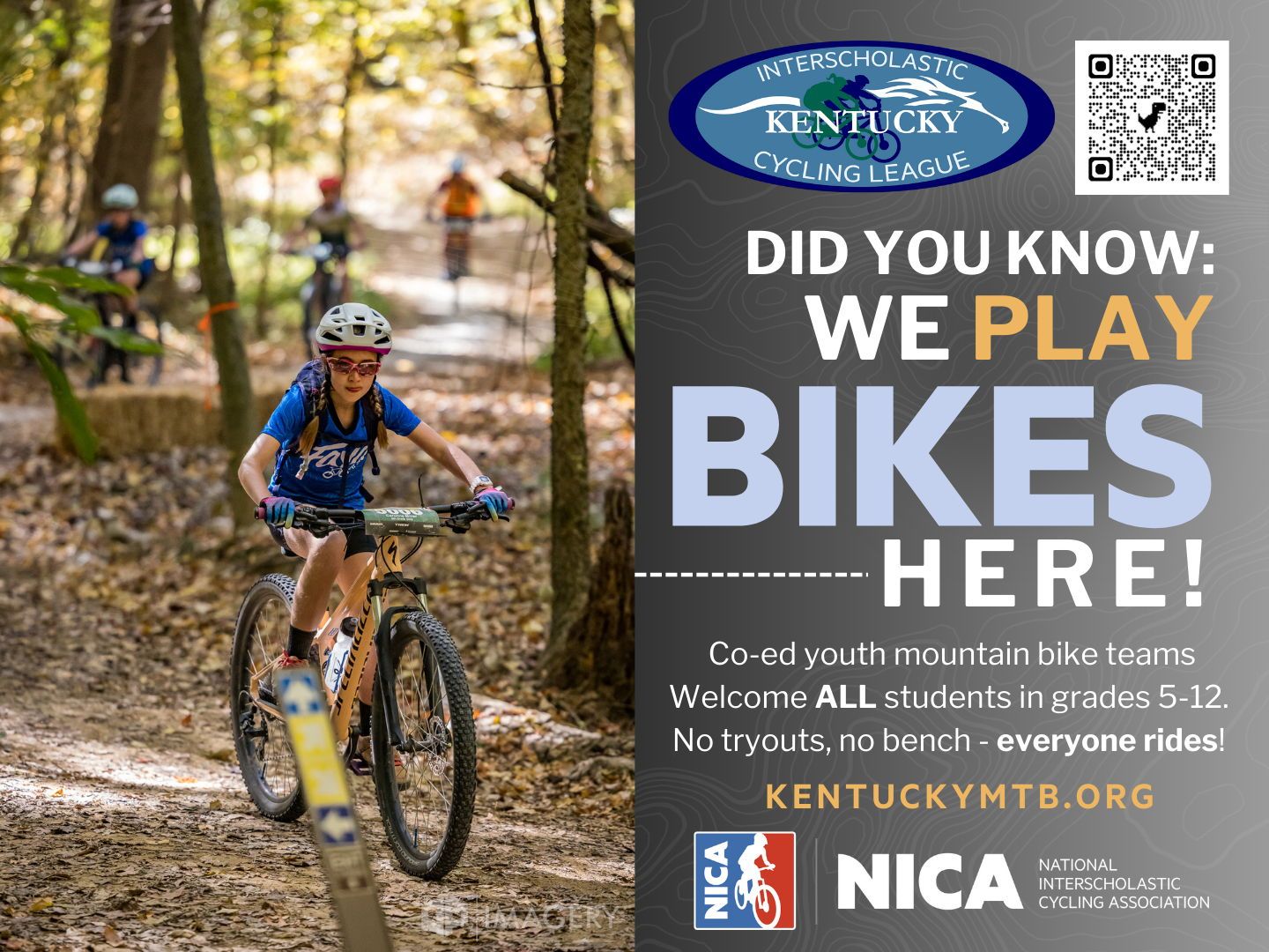 What does a sponsorship actually support?�
👉 Helmets for riders�
👉 Trail access and stewardship�
👉 Volunteer coach training�
👉 Scholarships for student-athletes and families�
👉 Youth leadership programs
👉 Loaner bikes for community outreach
NICA is about creating lifelong cyclists and resilient humans.
💼 Your organization can be a sustaining partner in changing lives.
🔗 Learn how to become a KICL sponsor: Denile@Kentuckymtb.org
#SponsorKICL #MoreKidsOnBikes #HealthyKY #CorporateResponsibility