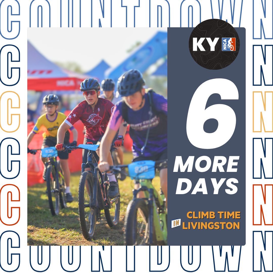 ⏳ 6 more days until Climb Time in Livingston!

Student-athletes from across Kentucky will be in Grand Rivers on Sunday, Oct. 11, for Race #4 of the Pedal for the Roses Race Series. Come cheer them on! 🔔

Bring your cowbell, your family, and your friends. Every cheer counts.

🔗 Spectator guide: link in bio

#Kentuckymtb #PedalForTheRoses 

📸 Brandon Meeks, McCracken Mustangs
#Kentuckymtb #PedalForTheRoses
