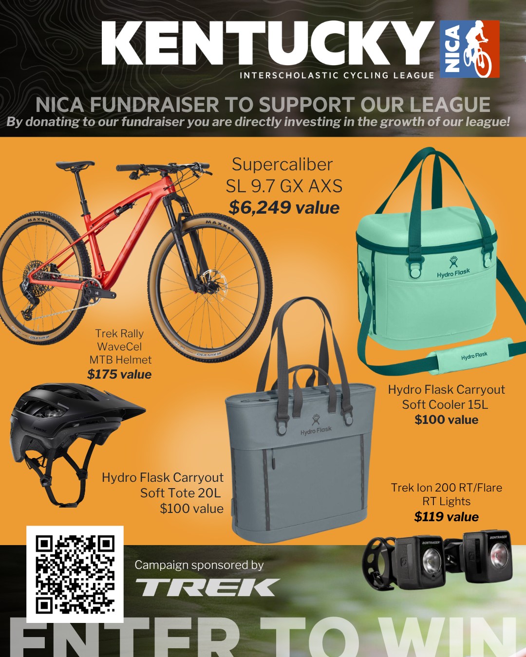Our TREK Fundraiser prize list includes two Hydro Flask pieces, 
  Carryout Soft Cooler 15L in mermaid green and 
  Carryout Soft Tote 20L in shale grey, each valued at $100. 

You do not have to ride a bike to love these; they are just as at home on a picnic, a baseball field, a day at the lake, or a grocery run. Every entry into the drawing helps fund rider scholarships and keeps riding accessible for Kentucky families.

Enter here: https://donate.page/XZCEQJUH 
(LINK IN BIO)

#Kentuckymtb